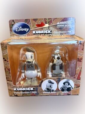 NEW Disney Kubrick Black & White Donald Duck and Goofy Set NEW. Approx 3” tall.